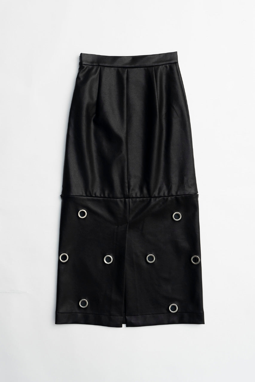 Eyelet Vegan Leather Skirt