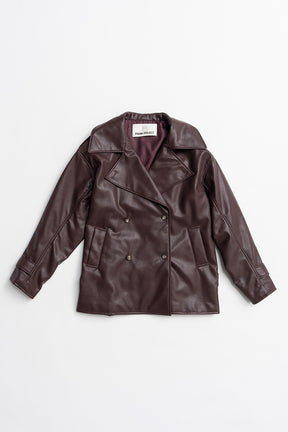 Boxy Middle Leather Trench Coat - 2026AUTUMN