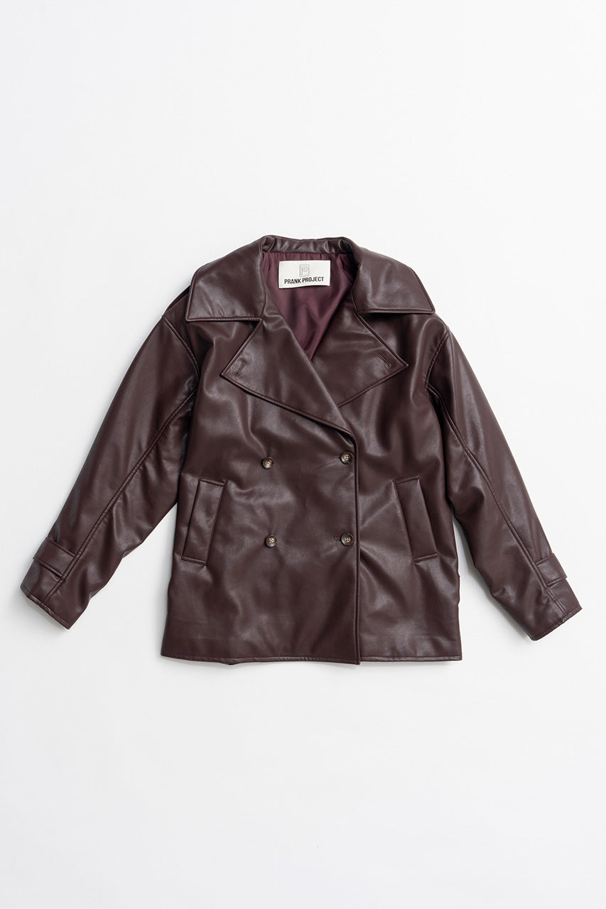 Boxy Middle Leather Trench Coat - 2026AUTUMN