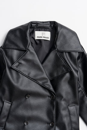Boxy Middle Leather Trench Coat - 2026AUTUMN