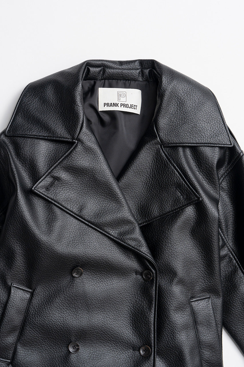 Boxy Middle Leather Trench Coat - 2026AUTUMN