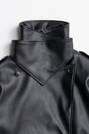 Boxy Middle Leather Trench Coat - 2026AUTUMN