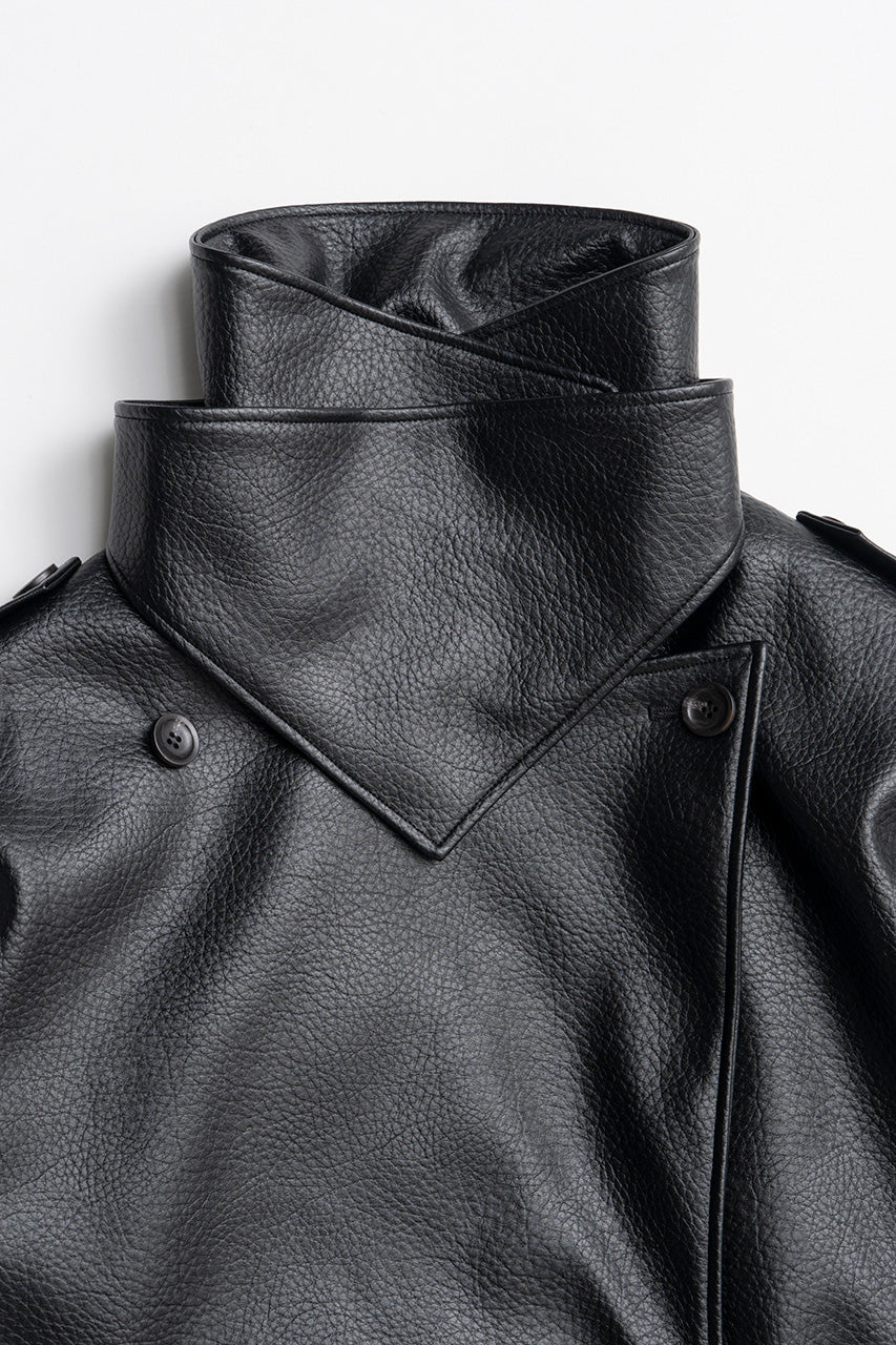 Boxy Middle Leather Trench Coat - 2026AUTUMN