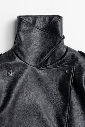 Boxy Middle Leather Trench Coat - 2026AUTUMN
