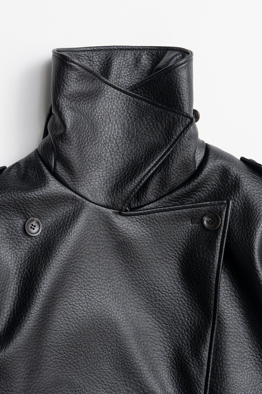 Boxy Middle Leather Trench Coat - 2026AUTUMN