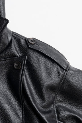 Boxy Middle Leather Trench Coat - 2026AUTUMN