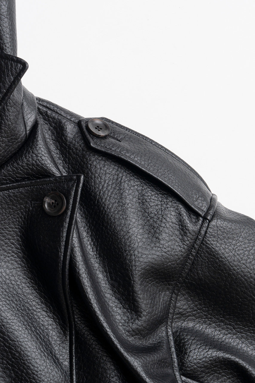 Boxy Middle Leather Trench Coat - 2026AUTUMN