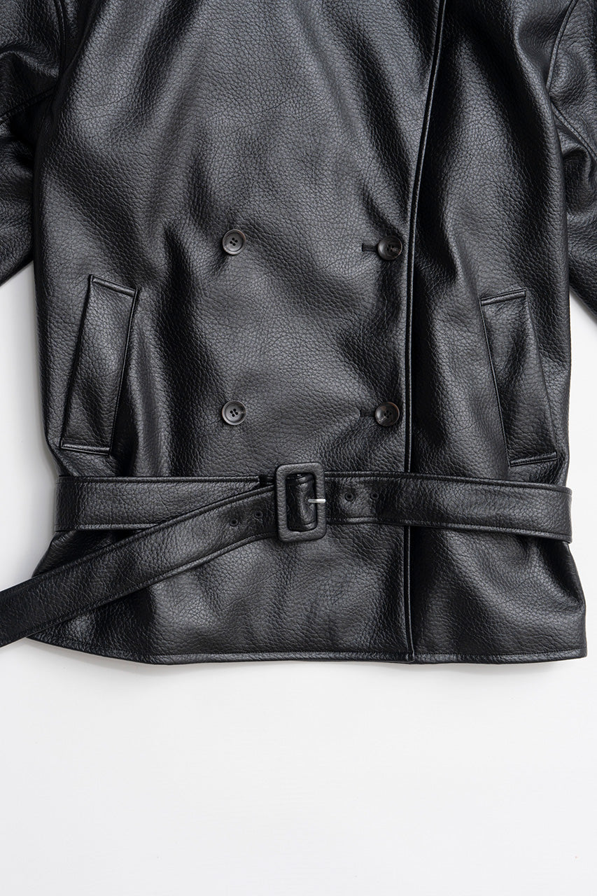Boxy Middle Leather Trench Coat - 2026AUTUMN
