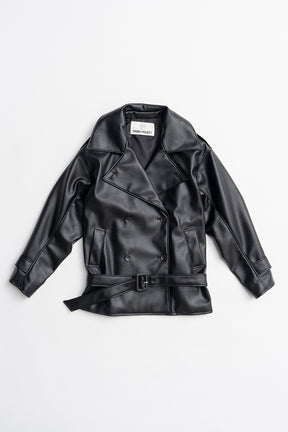 Boxy Middle Leather Trench Coat - 2026AUTUMN
