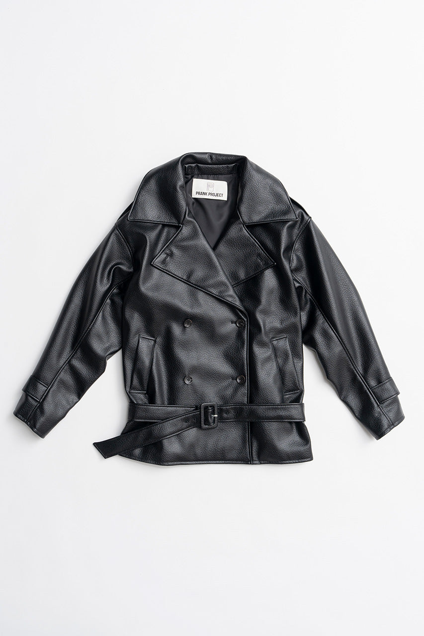 Boxy Middle Leather Trench Coat - 2026AUTUMN