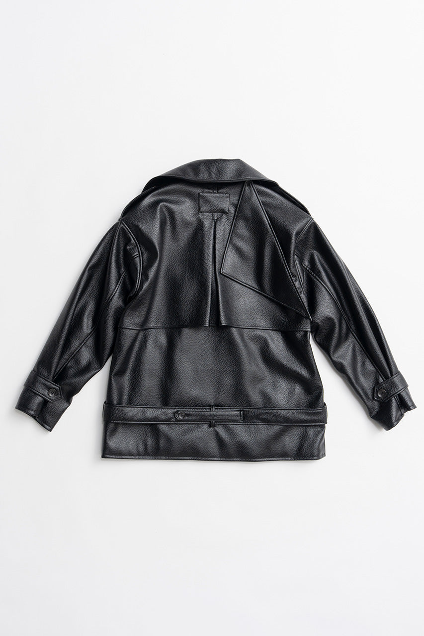 Boxy Middle Leather Trench Coat - 2026AUTUMN