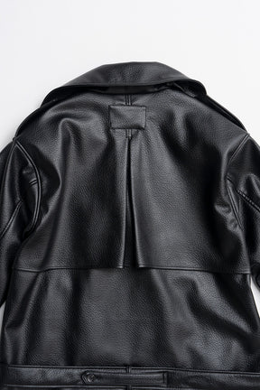 Boxy Middle Leather Trench Coat - 2026AUTUMN
