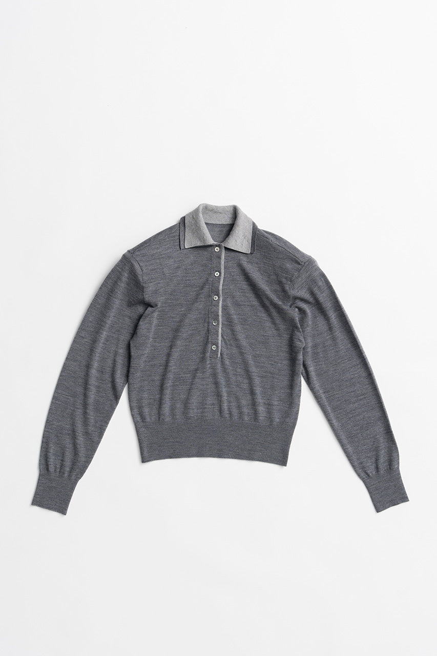 Double Collar Wool Polo Shirt - 2026AUTUMN