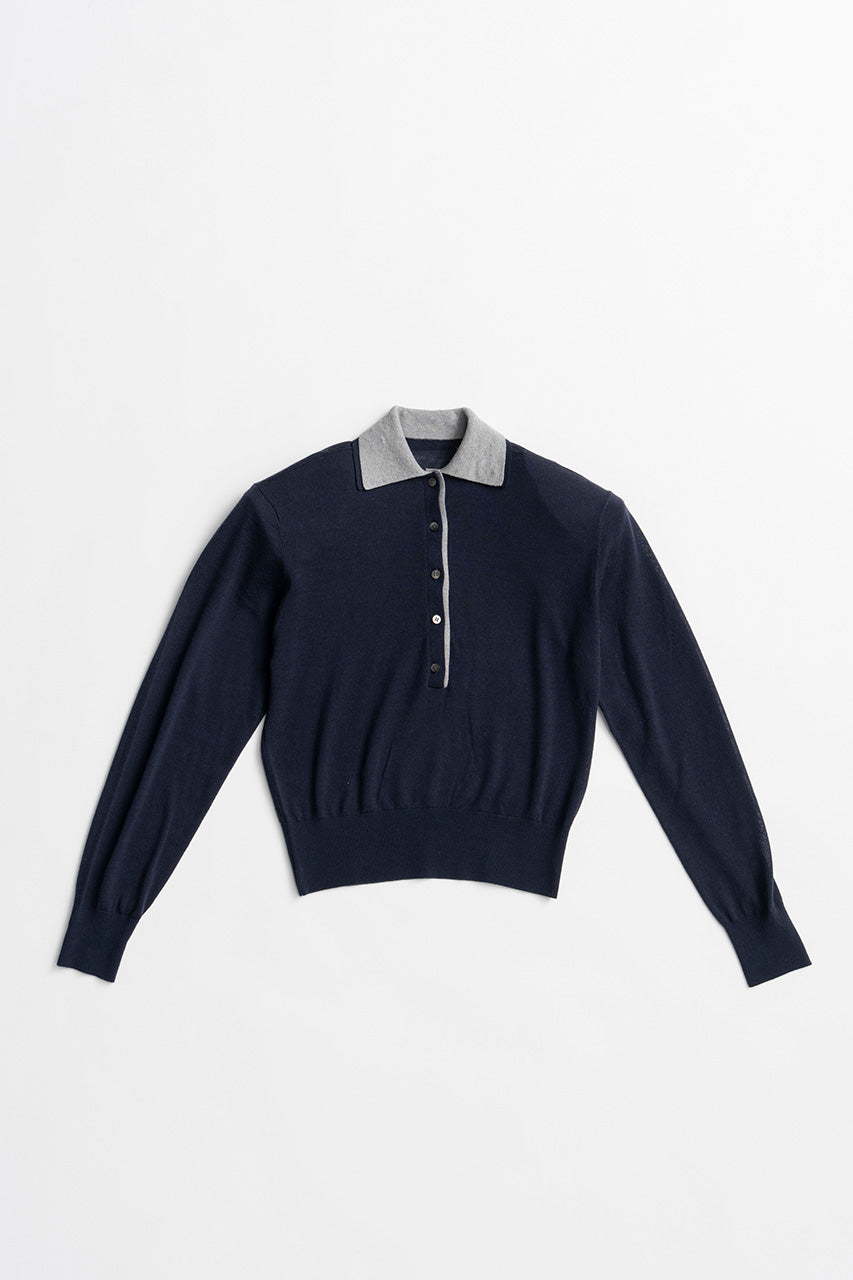 Double Collar Wool Polo Shirt - 2026AUTUMN