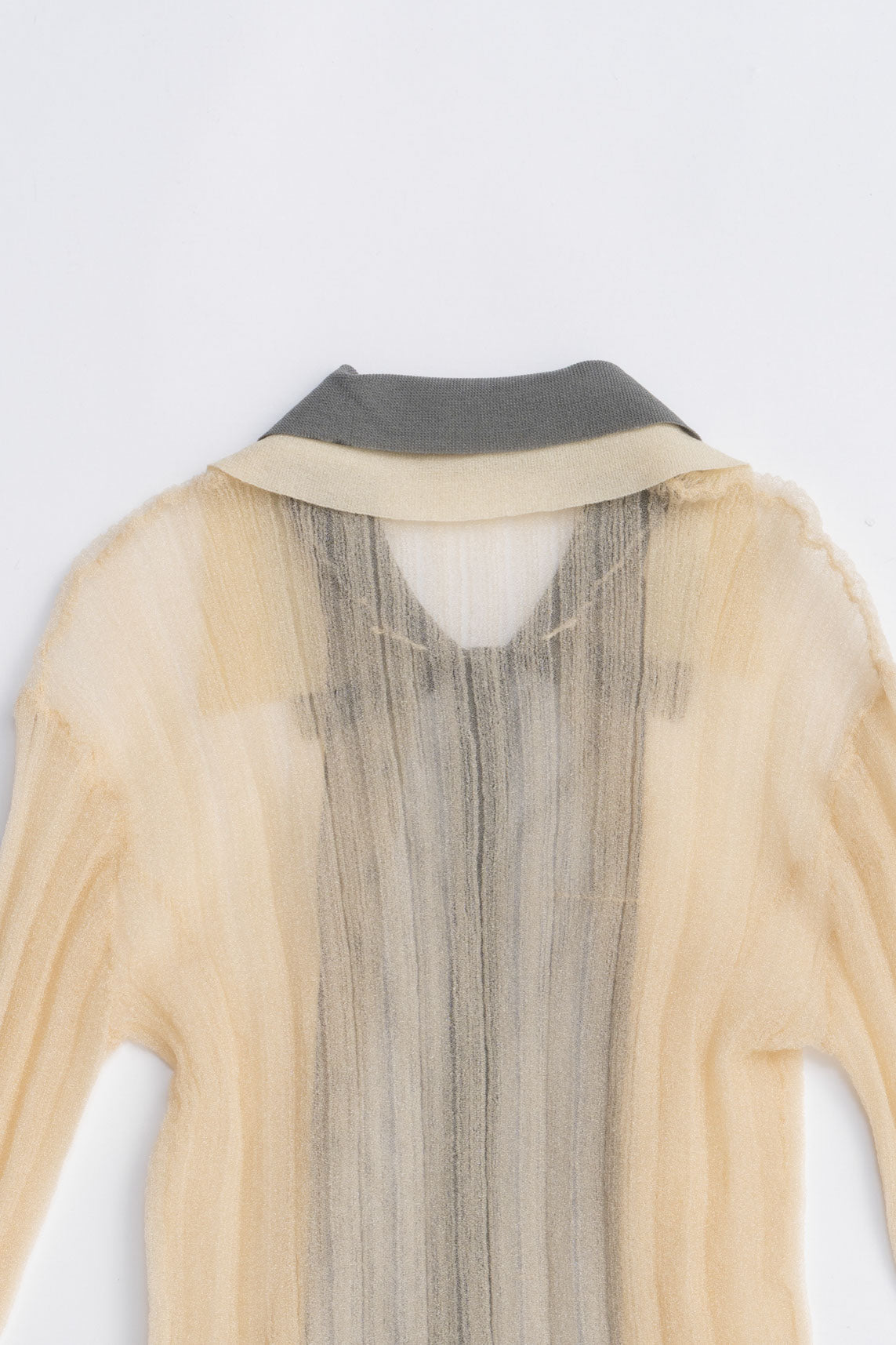 Layered Sheer Ribbed Slim Knit Shirt