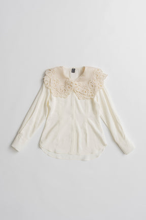 Embroidery Scallop Collar Blouse - 2026AUTUMN
