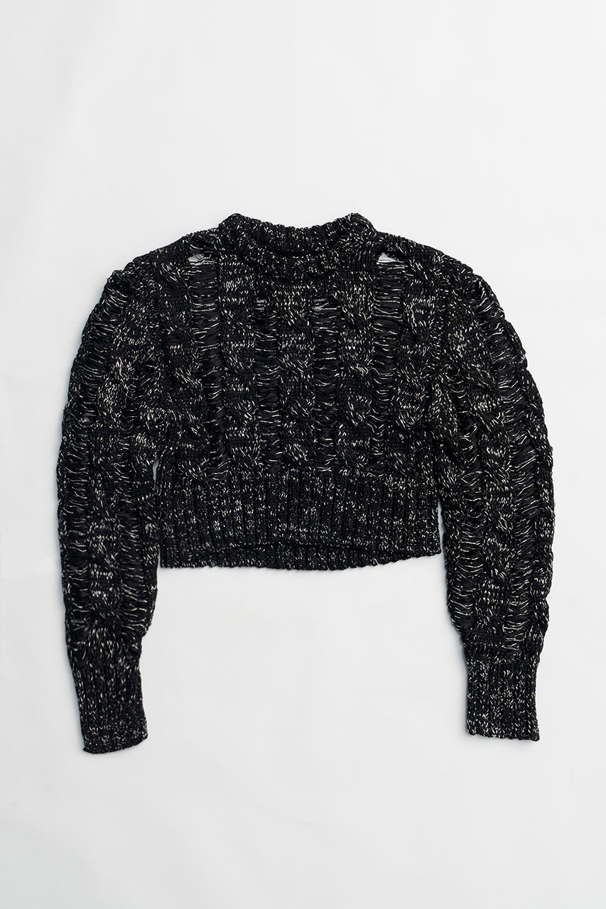 Lame Cable Knit Pullover