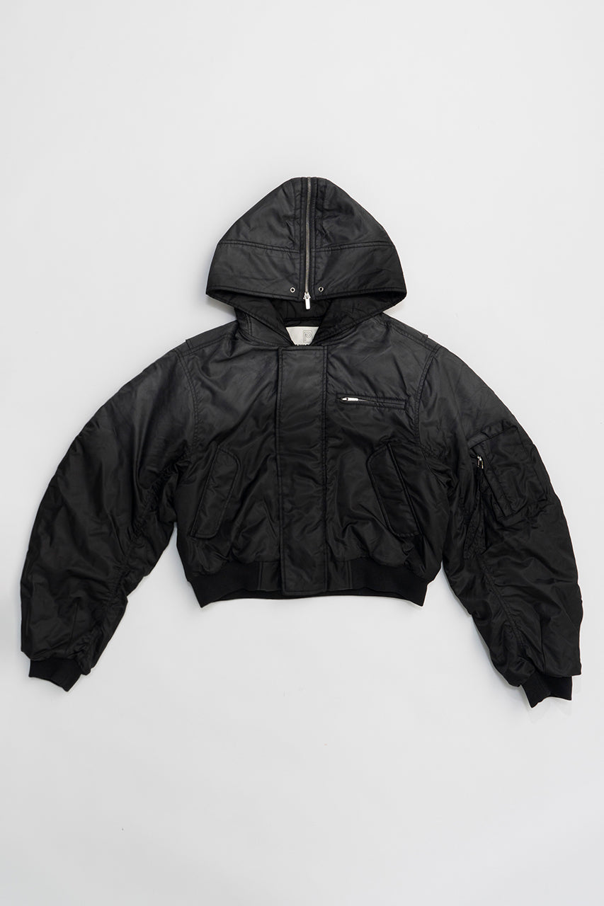 【24AUTUMN PRE ORDER】Hooded Short Bomber Jacket