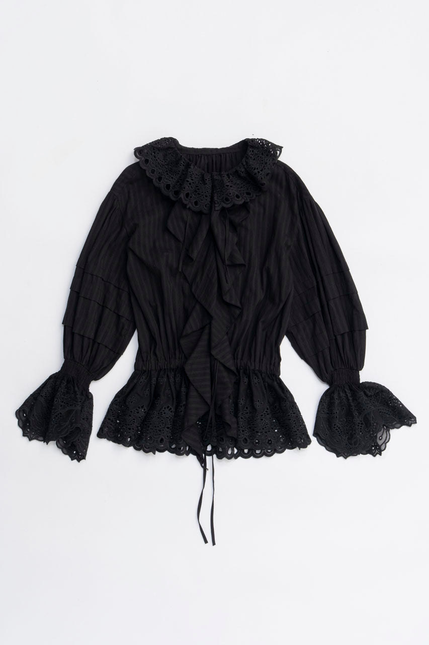Embroidered Ruffled Blouse - 2025 WINTER