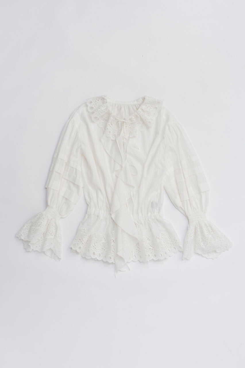 Embroidered Ruffled Blouse - 2025 WINTER