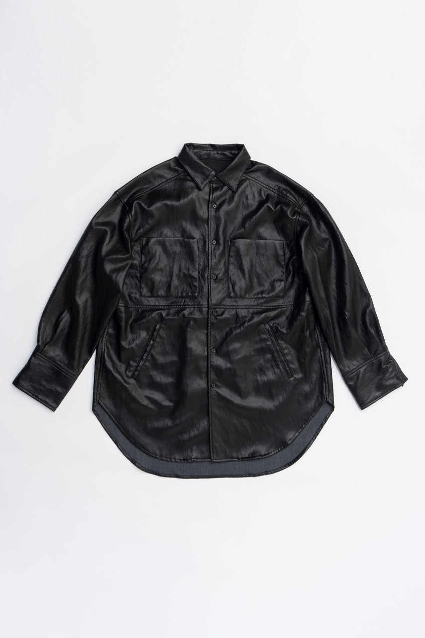 Synthetic Leather Overshirt - 2025 WINTER