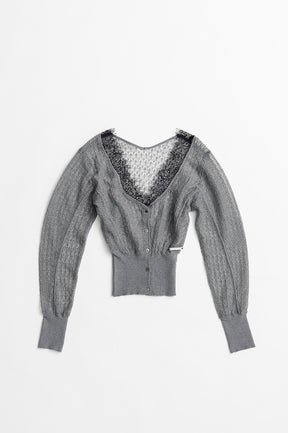 Deep Neck Lace Cardigan - 2026AUTUMN