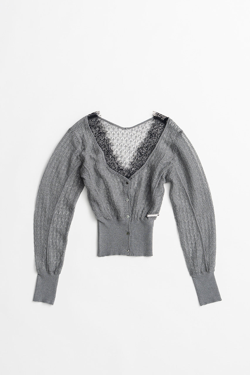 Deep Neck Lace Cardigan - 2026AUTUMN