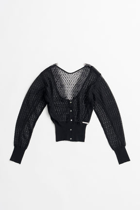 Deep Neck Lace Cardigan - 2026AUTUMN