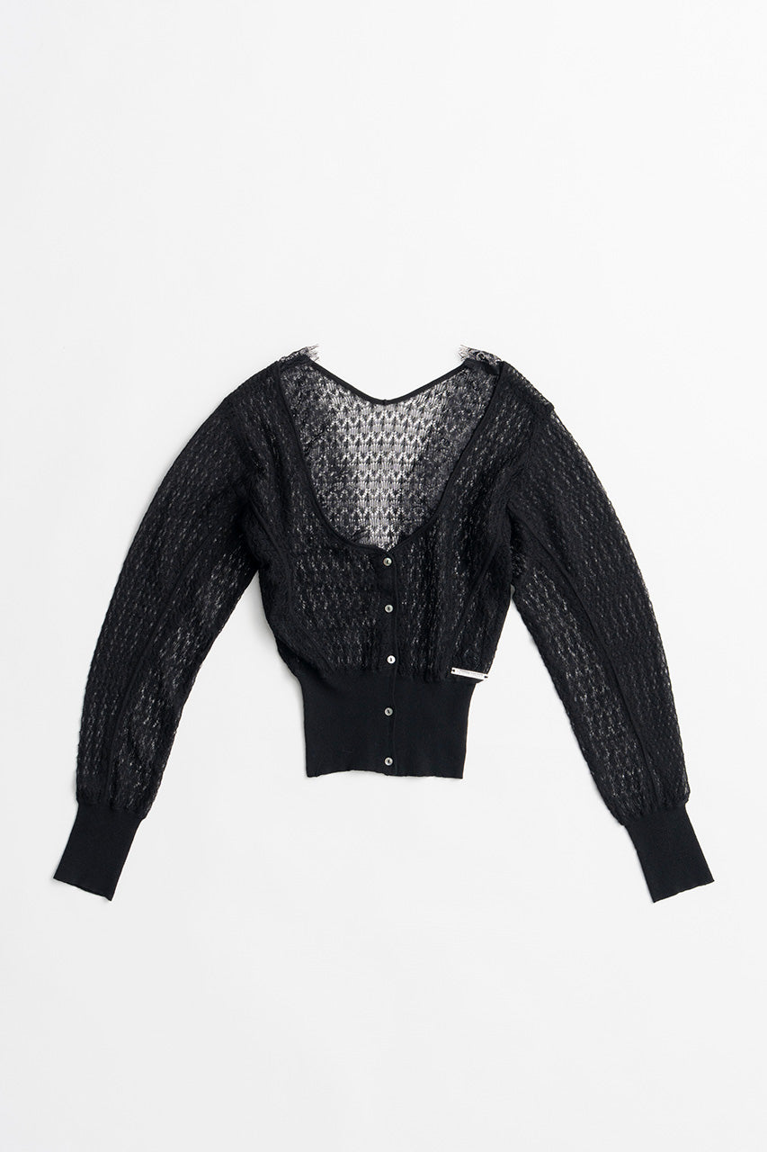Deep Neck Lace Cardigan - 2026AUTUMN