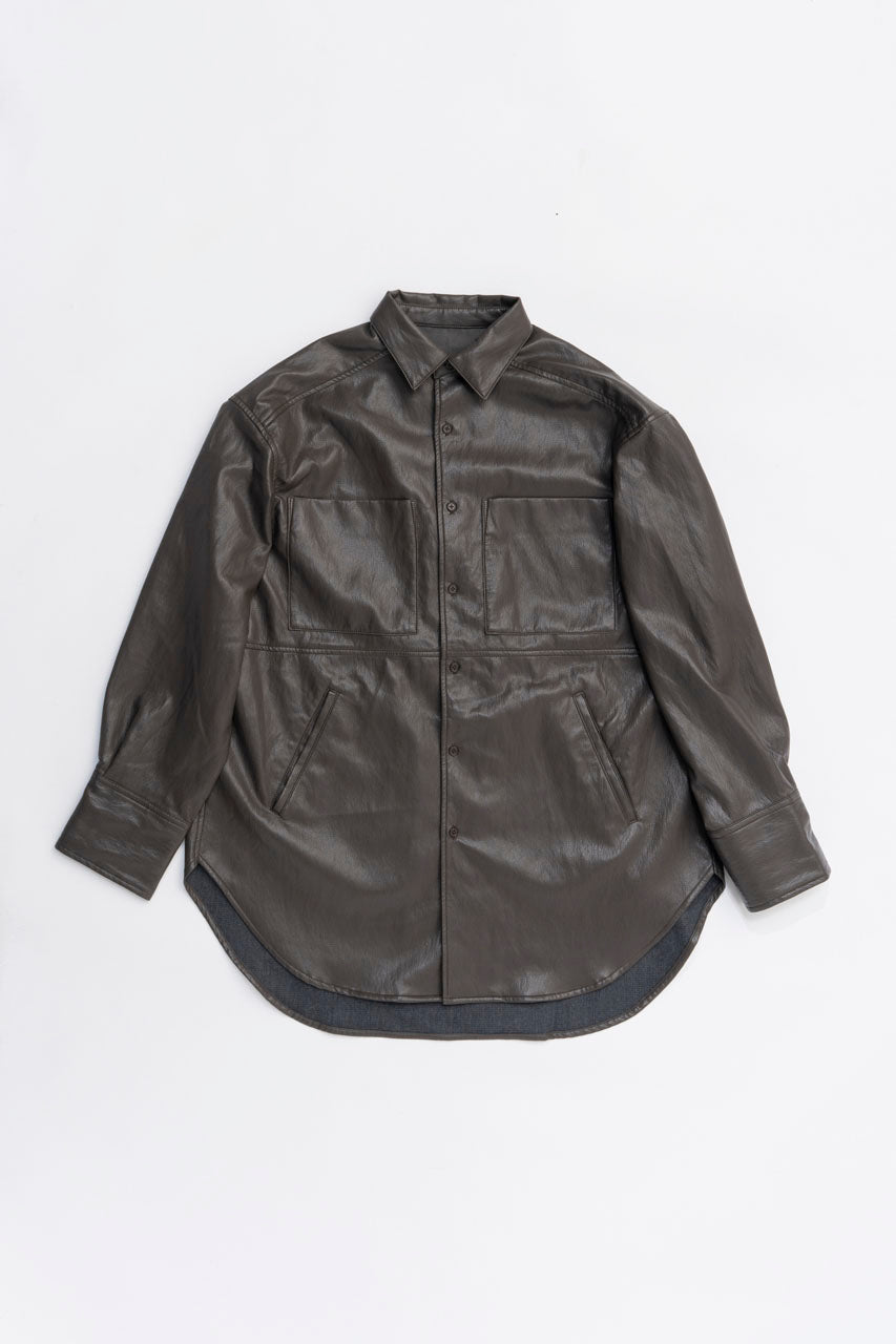 Synthetic Leather Overshirt - 2025 WINTER