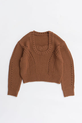 Heart Neck Knit Top - 2025 WINTER