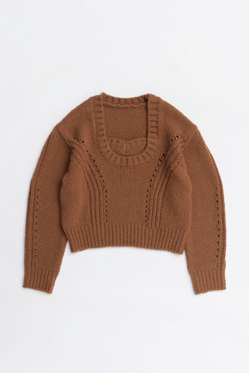 Heart Neck Knit Top - 2025 WINTER
