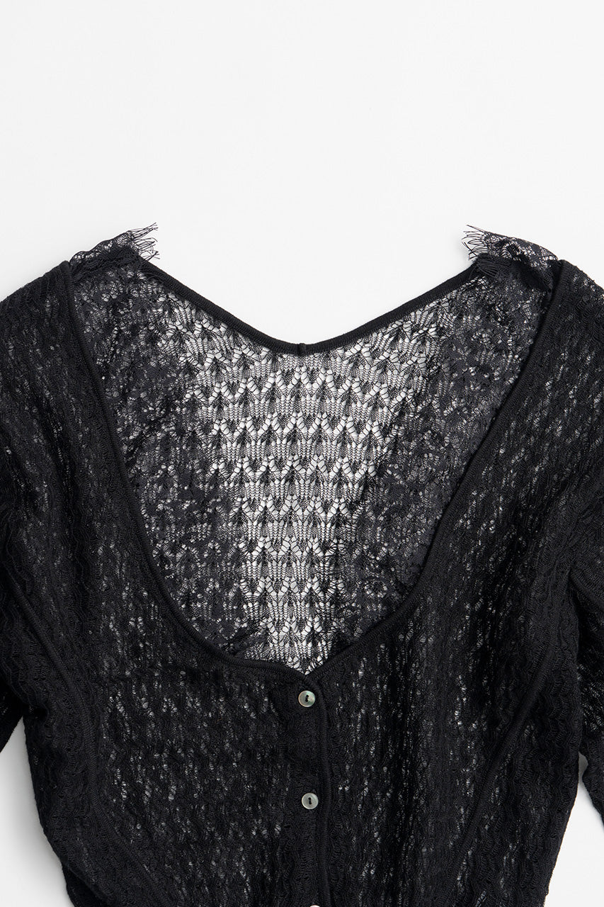 Deep Neck Lace Cardigan - 2026AUTUMN