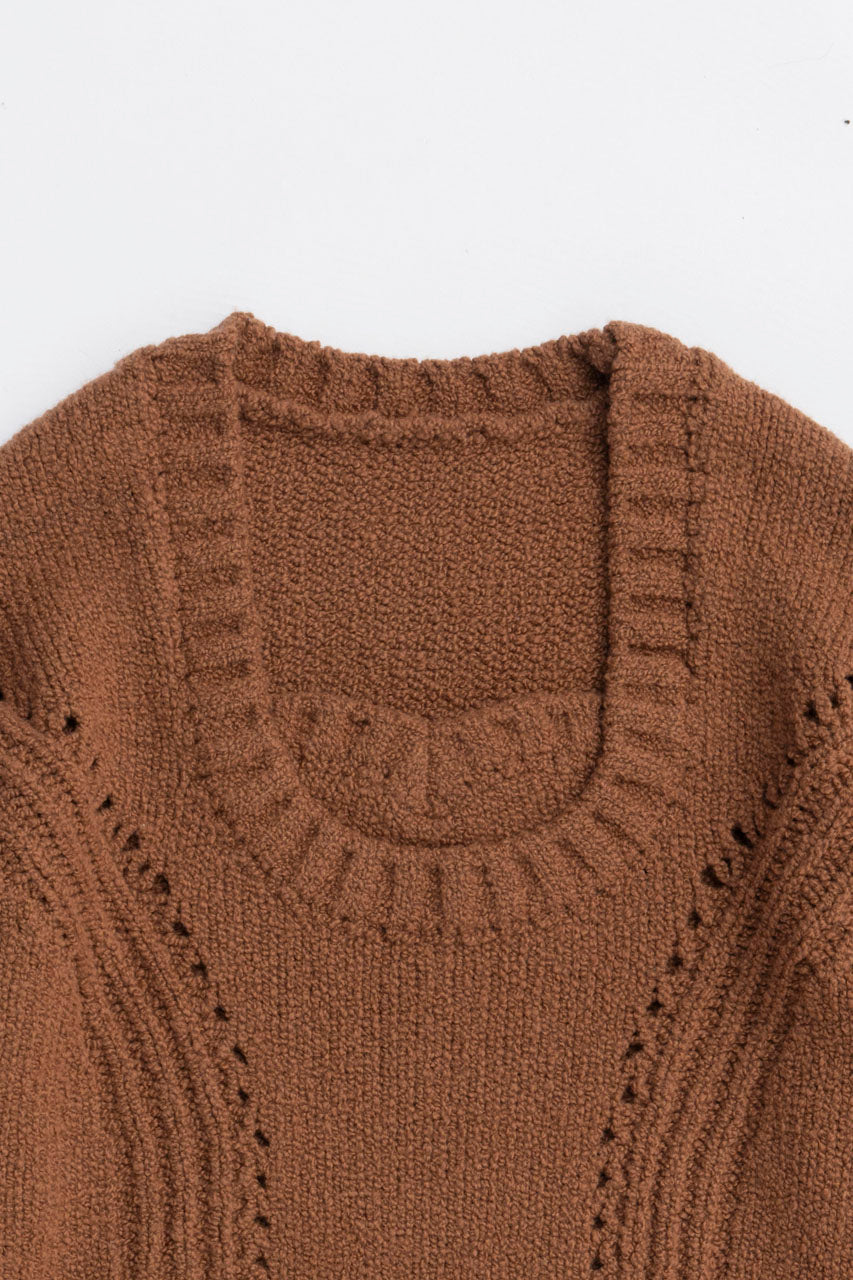 Heart Neck Knit Top - 2025 WINTER