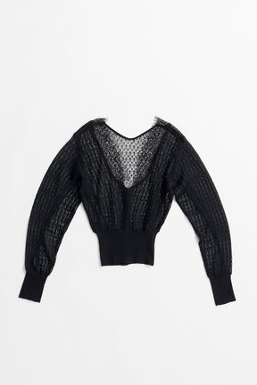 Deep Neck Lace Cardigan - 2026AUTUMN