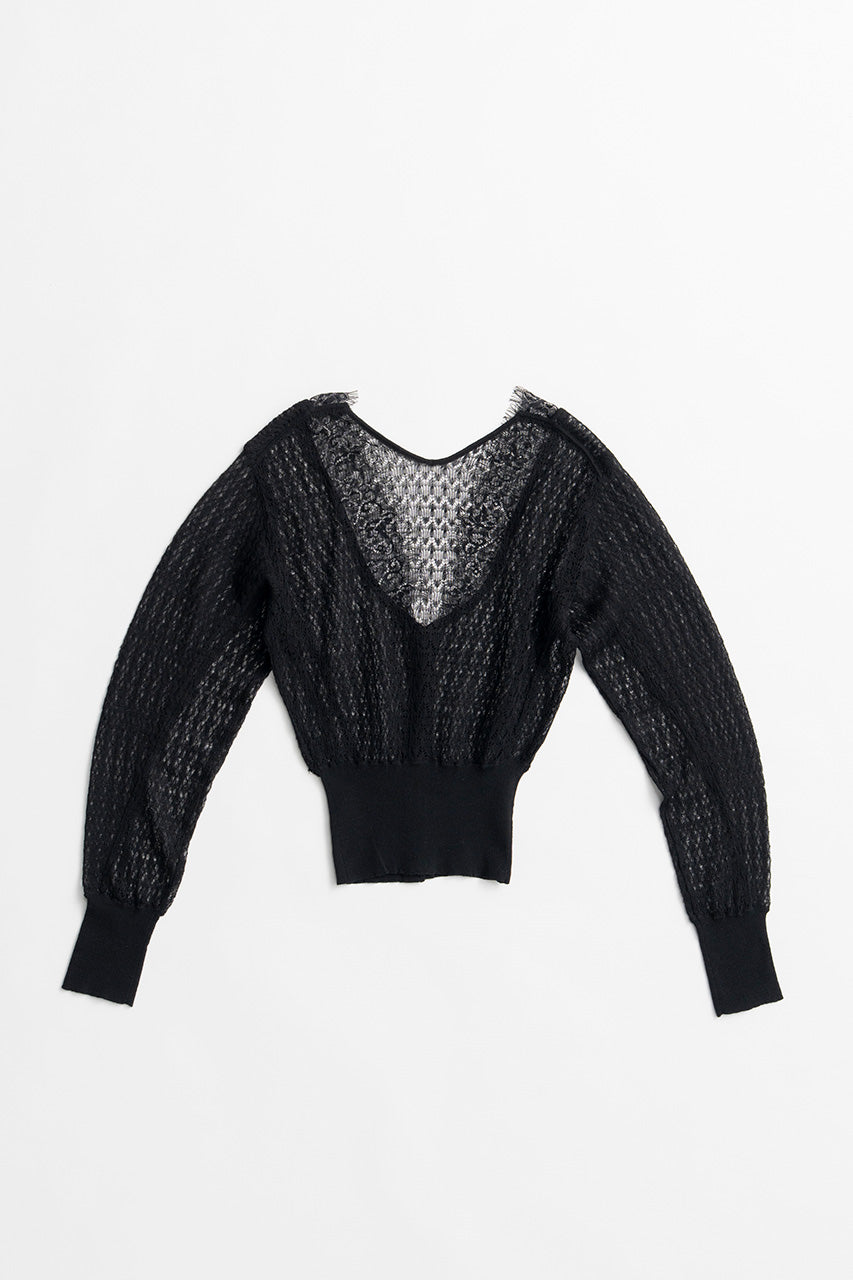 Deep Neck Lace Cardigan - 2026AUTUMN