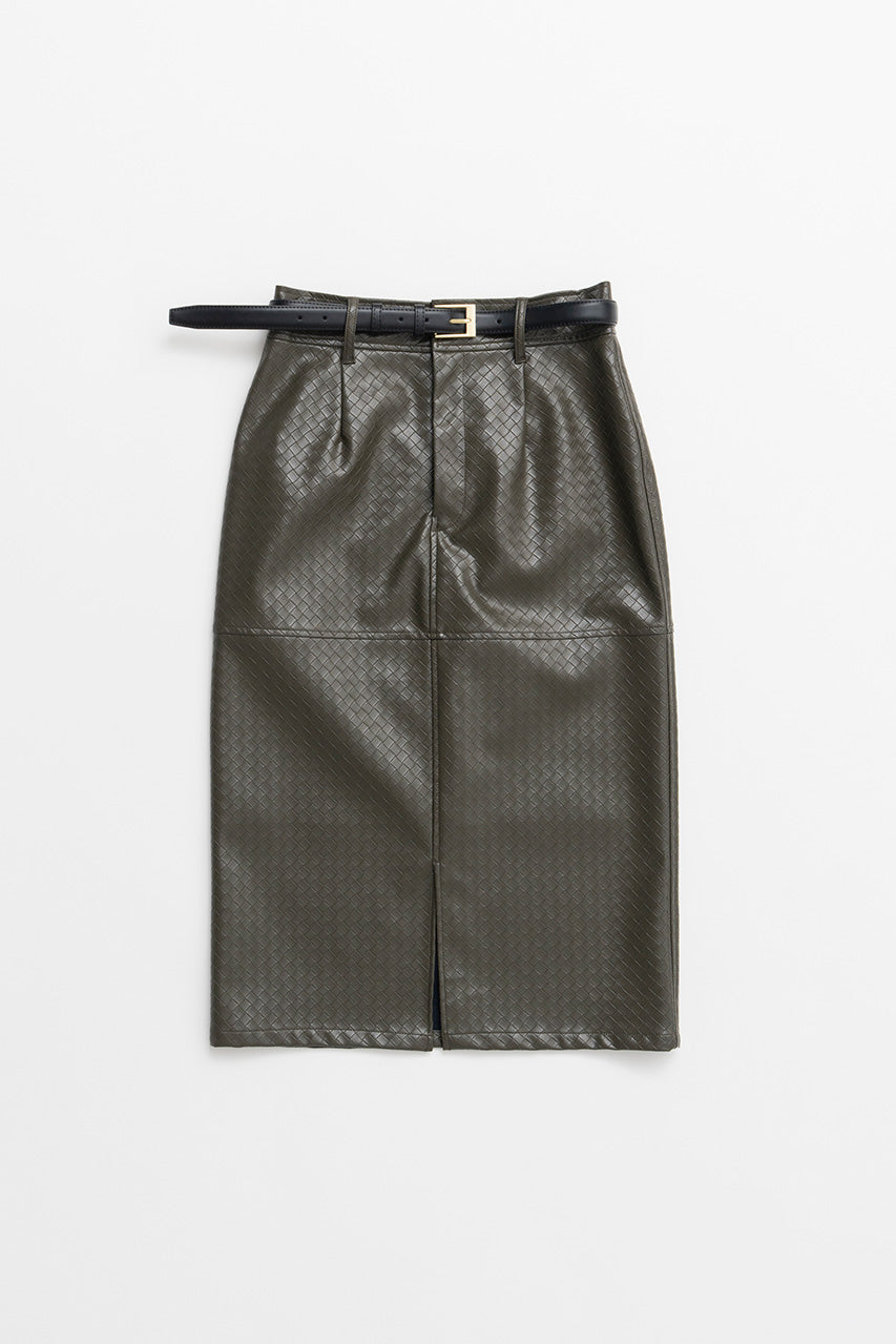 Belt Combination Faux Leather Skirt - 2026AUTUMN