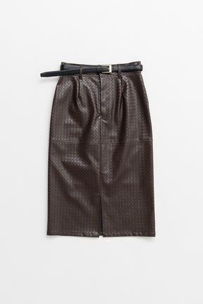 Belt Combination Faux Leather Skirt - 2026AUTUMN