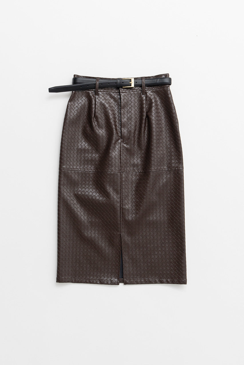 Belt Combination Faux Leather Skirt - 2026AUTUMN