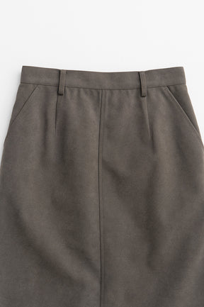 Layered Hem Suede Skirt - 2026AUTUMN