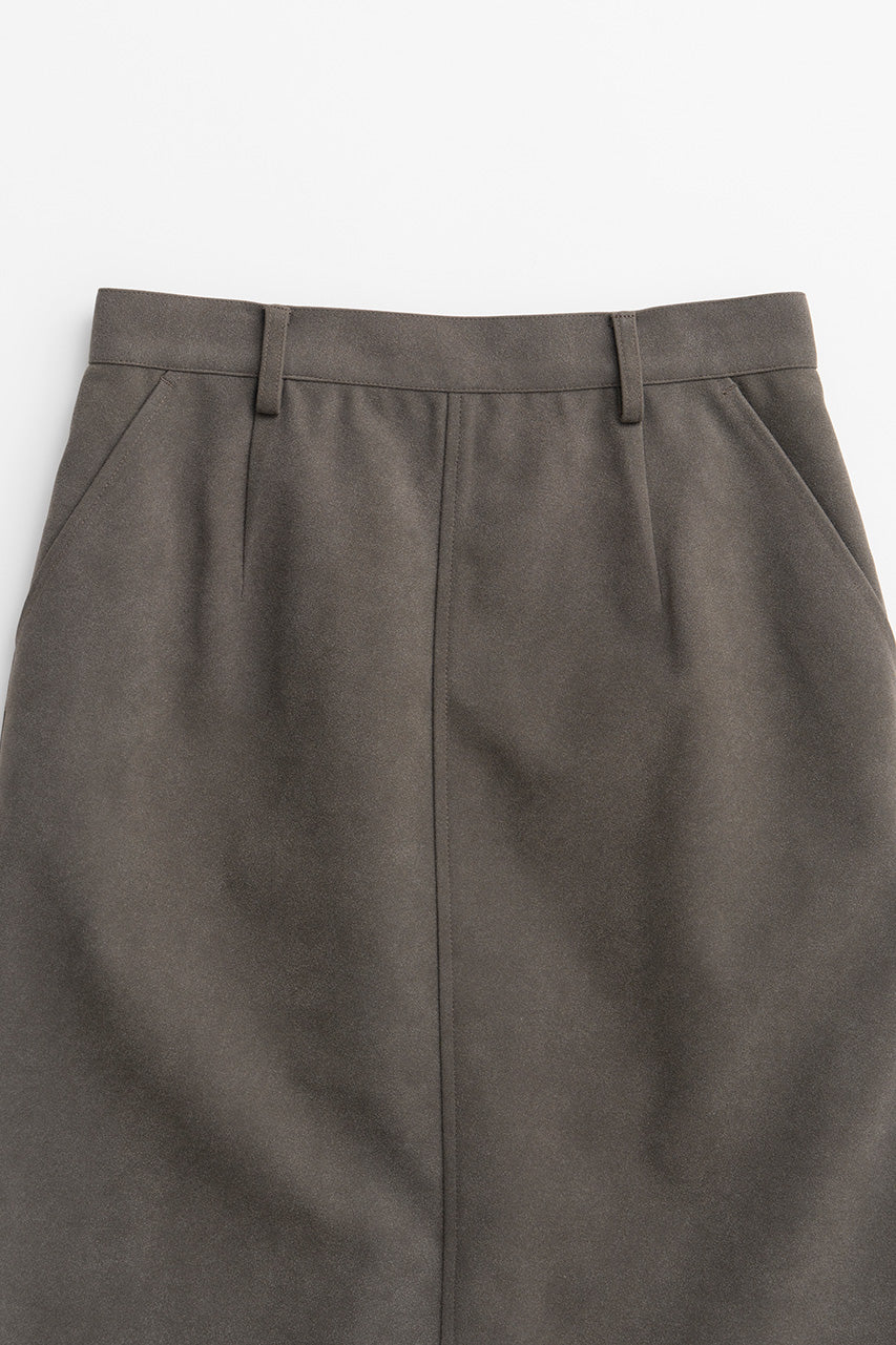 Layered Hem Suede Skirt - 2026AUTUMN