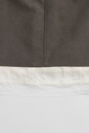 Layered Hem Suede Skirt - 2026AUTUMN