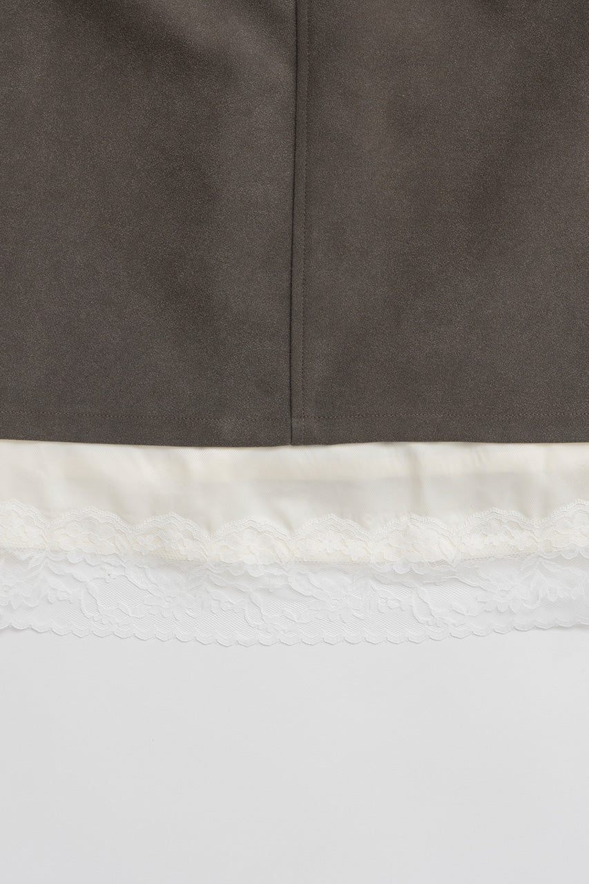 Layered Hem Suede Skirt - 2026AUTUMN