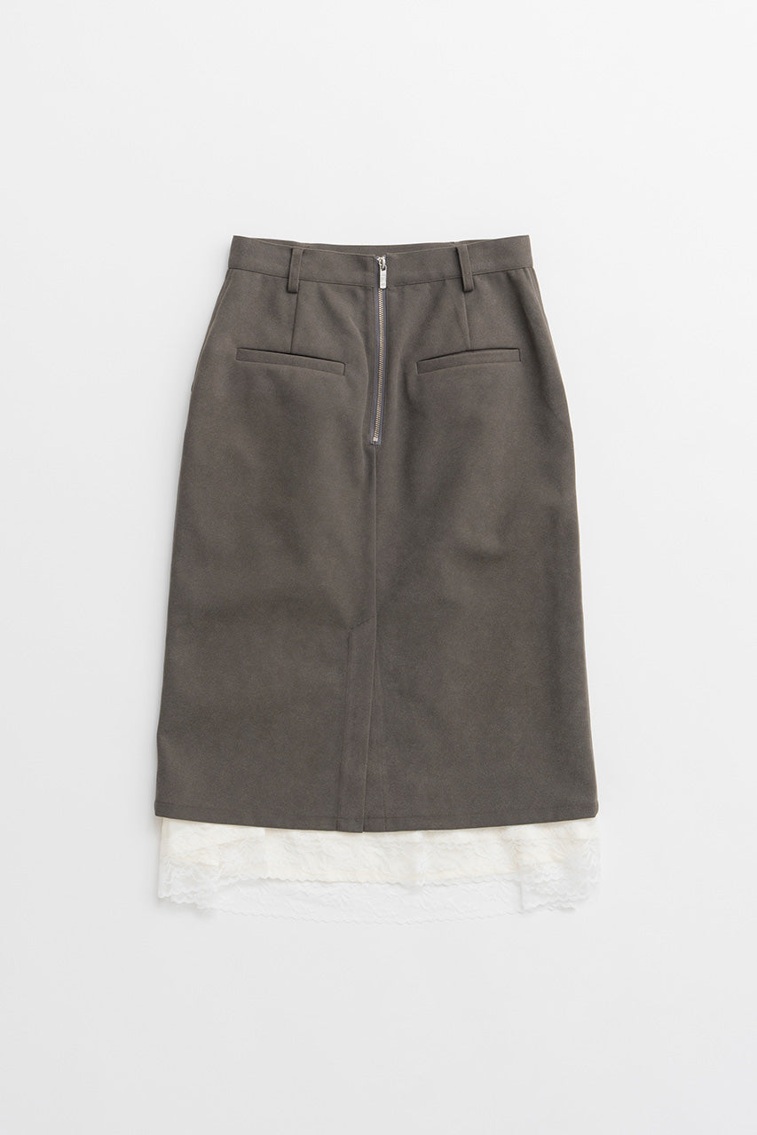 Layered Hem Suede Skirt - 2026AUTUMN