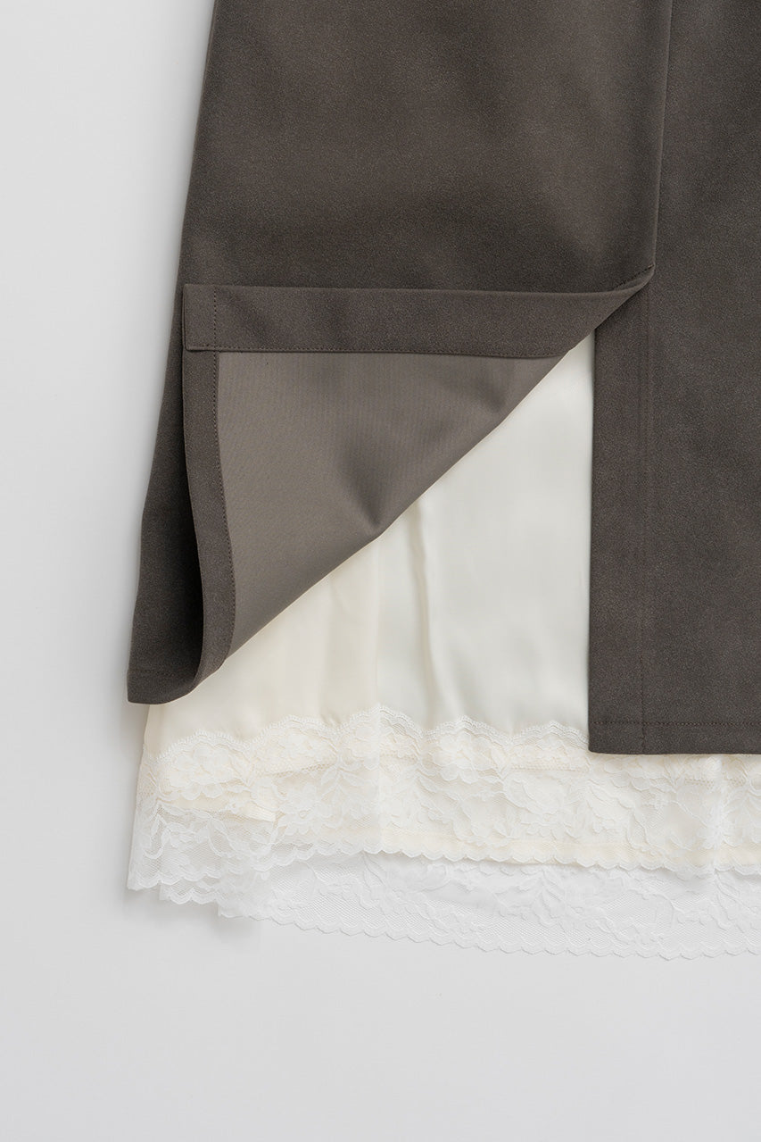 Layered Hem Suede Skirt - 2026AUTUMN