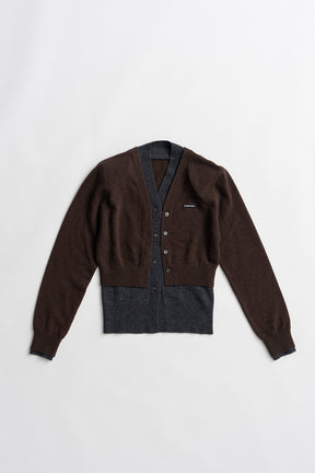 Yak Blend V-Neck Layered Knit Cardigan - 2026AUTUMN