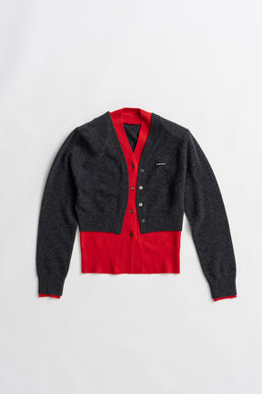 Yak Blend V-Neck Layered Knit Cardigan - 2026AUTUMN