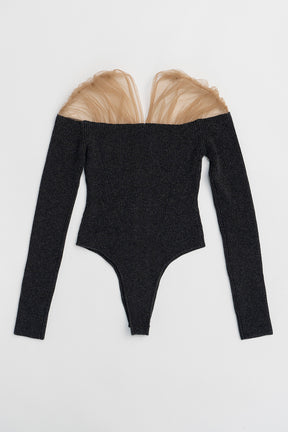 [24Autumn PRE ORDER] TULLE TRIM KNIT BODYSUIT