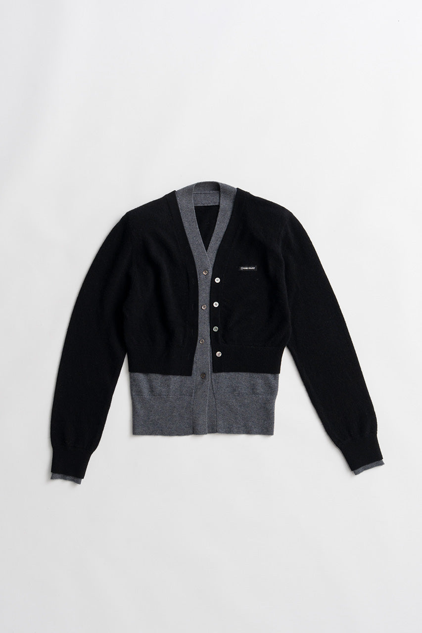 Yak Blend V-Neck Layered Knit Cardigan - 2026AUTUMN