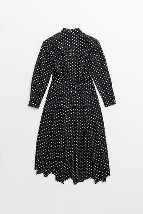 Asymmetrical Pleated Dot Dress - 2026AUTUMN